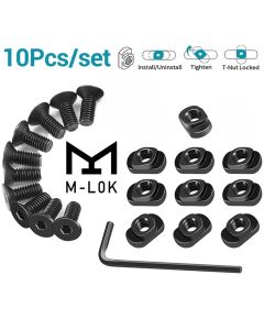 10Pcs M-LOK Screw and Nut Replacement Rails T-Nut Screw Replacement Set for MLOK Handguard Rail Sections Hunting Gun Accessories