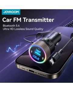 JOYROOM Bluetooth 5.4 FM Transmitter Dual Mics HiFi Deep Sound USB C Car Charging Adapter 60W PD QC3.0 Super Fast Car Charger