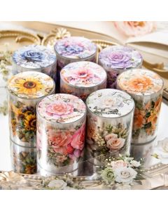 8Style 200cm/roll Flower Sea Tape Cut Film PET Plants Handbook DIY Material Decoration Stickers