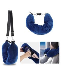 Portable Fillable Neck Pillow Space-saving Fillable Clothes Neck Pillow Adjustable Comfortable Flannel For Car Train Airplane