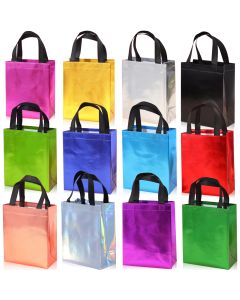 Vibrant 10-Pack Gradient Tote Bags - Laminated, Waterproof - Perfect for Parties, Shopping, and Christmas Party Gifts Packing