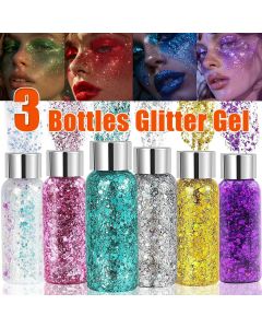 3pcs Body Glitter Gel Face Glitter Makeup Party Festival Glitter Gel Eye Eyeshadow Hair Glitter Gel for Bar Makeup