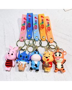 Disney Winnie the Pooh Keychian Kawaii Cartoon 3D Doll Figure Bag Charm Keyring Pendant Car Key Accessories Kid's Toy Gift
