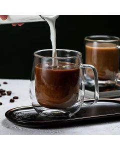 150-350ml Heat Resistant High Borosilicate Glass Mug Double Wall Glass Coffee Cup with Handle Milk Water Cup Clear Cups Gift