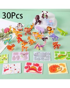 30Pcs Cute Animal Paper Jigsaw Puzzles DIY Educational Toy for Kids Birthday Party Favors Baby Shower Pinata Filler School Prize