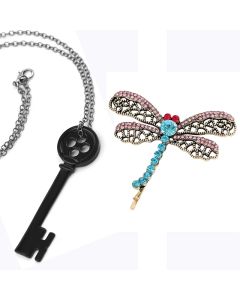 Coraline Dragonfly Hair Clip Key Necklace Coraline Cosplay Costume Halloween Accessories
