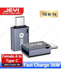 JEYI USB 3.2 to Type C OTG 10G Adapter; 36W Fast Charge Type C to USB 3.2 Converter; Male C to C 40Gbps Support Thunderbolt 3