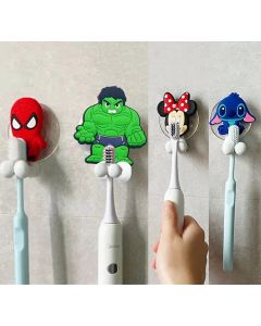 Disney Stitch Mickey Minnie Mouse kids Toothbrush Holder Frozen Spiderman Anime Figure Cartoon Wall Mounted Shelf Bathroom Toys
