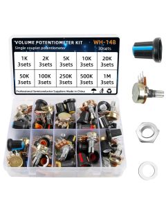 30sets WH148 Potentiometer Assortment Kit Variable Resistors With Nuts And Washers 1k 10k 50k 500k 1M