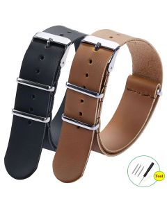 PU Leather Bracelet Watch Accessories Military Watch Band Strap Artificial Leather Watch Strap 18mm 20mm 22mm 24mm