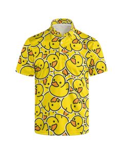 Harajuku Fashion Rubber Duck 3D Print Short Sleeve Polo Shirts For Men Clothes Funny Animal Little Yellow Duck Button POLO Shirt