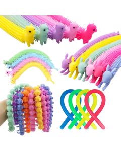 1-6PCS Funny Unicorn Pull Worm Noodle Fidget Toys Stretch String TPR Rope Anti Stress Toys String Stress Relief Autism Vent Toy