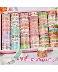 60 PCS/Set Cute Washi Tapes Japanese 1.5cm Adhesive Decorative Masking Tape Scrapbook Stationery Stickers school supplies