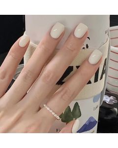 24 PCs Short French Solid Simple Nails with 1 Jelly Gel and 1 Nail File