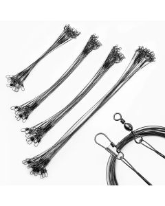 20PC Anti Bite Steel Fishing Line 15/20/25/30cm Steel Wire Leader With Swivel Fishing Accessory Fishing Wire Olta Leadcore Leash