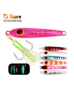 TOLU 2024 New 40g 60g 80g 100g Flat Slow Sinking Hard Metal Jigs Japan Laser Skin Tuna Fishing Jig Lure Saltwater With Hooks