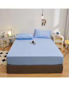 Kuup Polyester 3pcs Solid Color Queen Size Bedding Set - Fitted Sheet & Pillowcases with Elastic Band Mattress Cover