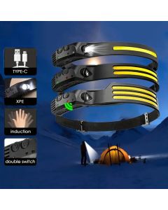 COB LED Headlamp Induction Headlight USB Rechargeable Built-in Battery Sensor Head Flashlight For Outdoor Camping Fishing Light