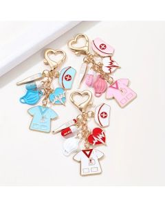 Cartoon Infusion pump Thermometer Surgical Mask Enamel Keychain Medical Tools Pandents For Women Men Nurse Doctor Handmade Gift