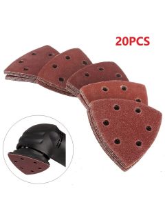 20pcs Sandpaper Triangular Sanding Discs Hook And Loop  Aluminum Oxide Pads 90mm 6 Hole Abrasive Tools For Wood Sanding Tools