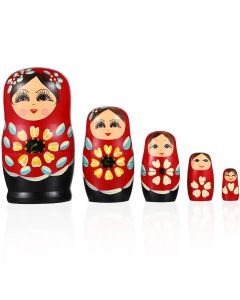 5 Pcs Matryoshka Russian Nesting Dolls Gift for Adult Funny Bright Color Stacking Cartoon