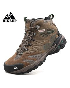 HIKEUP Winter Boot Men Outdoor Hiking Boots Suede High Top Trekking Men Shoes Rainproof Tactical Combat Military Boots