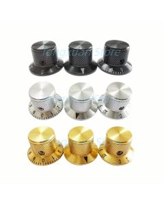 1pc Silver Black Gold Aluminum Alloy Potentiometer Switch Control Cap 25X17mm Volume Audio Electric Guitar Bass Knob Screw Type