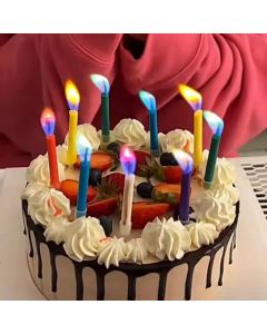 Colored Birthday Party Supplies 6/12pcs Wedding Colorful Multicolor Candles Safe Flames Dessert Cake Candles Decoration