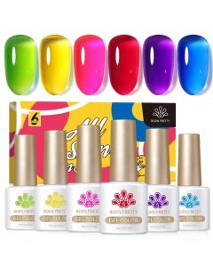 BORN PRETTY 7ml 6Pcs Soda Ice Jelly Gel Nail Polish Set Gorgeous Color Full Coverage Semi Permanent Varnish Soak Off UV Gel