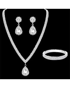 Wedding Season Women's Fashion Copper Claw Chain Water Drop Necklace Earrings Bracelet Jewelry Set Wedding Banquet Festival Gift