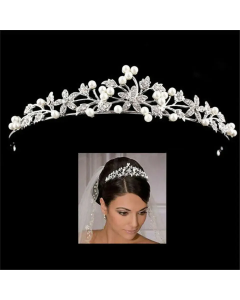 Bride Pearl Crown Headband Diamond Hair Accessories Alloy Rhinestone Princess Wedding Headband Bridal Headpieces Bride Crowns