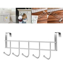 Bold Stainless Steel 5-hook Cabinet Door Back Hook 5 Hooks Over The Door Hooks Wash Room Hanger Clothes Towel Storage Holder