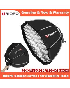 TRIOPO 55cm 65cm 90cm 120cm Foldable Octagon Softbox S Bracket Hand Grip for Godox V860III TT600 Yongnuo Speedlite Flash Light
