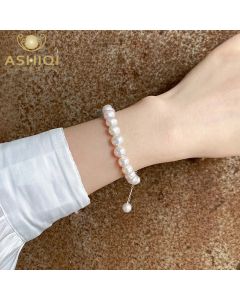 ASHIQI Natural Freshwater Pearl Bracelet 925 Sterling Silver for Girls Women Wedding Jewelry