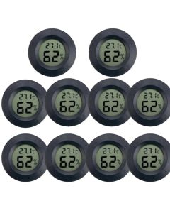 2~10PCS +70°C Mini LCD Digital Thermometer Hygrometer Round Temperature Humidity Tester Sensor Detector For Freezer Cigar Box