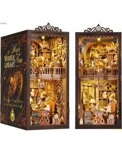 DIY Book Nook Kit, DIY Dollhouse Booknook Bookshelf Insert Decor Alley Book Nook Kits for Adults,Bookends Model - Wander Library