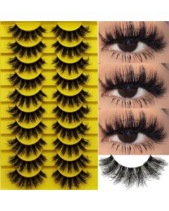 10 Pairs False Fluffy Russian Strip Lashes 3D Fake Lashes Makeup Messy False Eyelashes Fluffy Thick Lashes