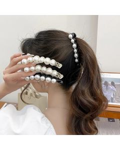 Pearls Hairpins Banana Clip for Women Ponytail Twist Claw Sweet Hairpin Girl Ponytail Barrettes Hairgrips Hair Accessories