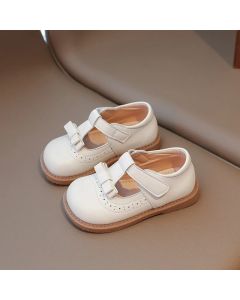 Girl's Bow Princess Shoes Leather Shoes 2025 Spring New Fashion Soft Sole Children's Single Shoes Soft Sole T-strap Kids Shoes