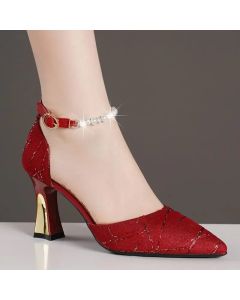 Beads Pumps Pointed Tip Women's High Heels Heeled Sandals Woman Luxury Womens Shoes Woman 2024 Trend Mary Jane Shoes Heel