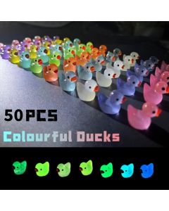 50PCS Luminous Mini Ducks Moss Microlandscape Miniature Duck Figurines Fairy Garden Accessories Home Decor Glow in The Dark