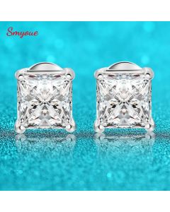 Smyoue Princess Cut 0.4-5CT Moissanite Stud Earrings for Women Men VVS Simulated Diamond Ear Studs 925 Sterling Silver Jewelry