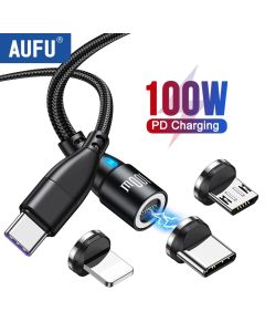 AUFU 100W Magnetic Charging USB Type C Cable PD Fast Charge Wire Type-C Data Cord For Macbook Samsung Laptop iPhone USBC Cable