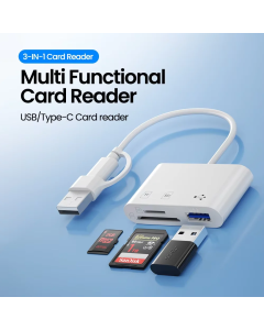 3 in 1 USB/Type C Multifunction Card Reader OTG SD TF Cards USB Memory Cards Reader Converter for MacBook Laptop Samsung