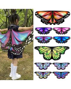 Kids Butterfly Wings Cape Girls Fairy Shawl Pixie Cloak Fancy Colorful Dress Costume Gift  Party & Holiday DIY Decorations
