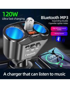 Car Cigarette Lighter Splitter Charger Dual USB QC 3.0 Quick Charge 12V Auto FM Transmitters Bluetooth Hands-free Call Sockets