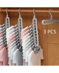3pcs, Plastic 9-Hole Foldable Hangers, Heavy Duty Space Saving Clothes Organizer Hangers, For Room, Closet, Wardrobe, Home & Dor