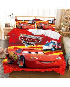 Lightning McQueen Anime 100% Polyester Bedding Set Duvet Cover Set Printed Cartoon Home Decor