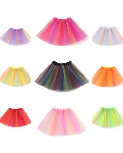 Girls Cheerleading Rainbow Tutu Skirt Child Dance Party Ballet Tulle Tutu Skirt 3 Layers Princess Birthday Party Gift 2-8 Years