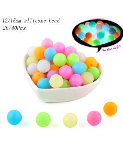 12/15MM Luminous Silicone Beads Round Glow In The Dark Silicone Loose Beads DIY Bracelet Necklace For Jewelry Making